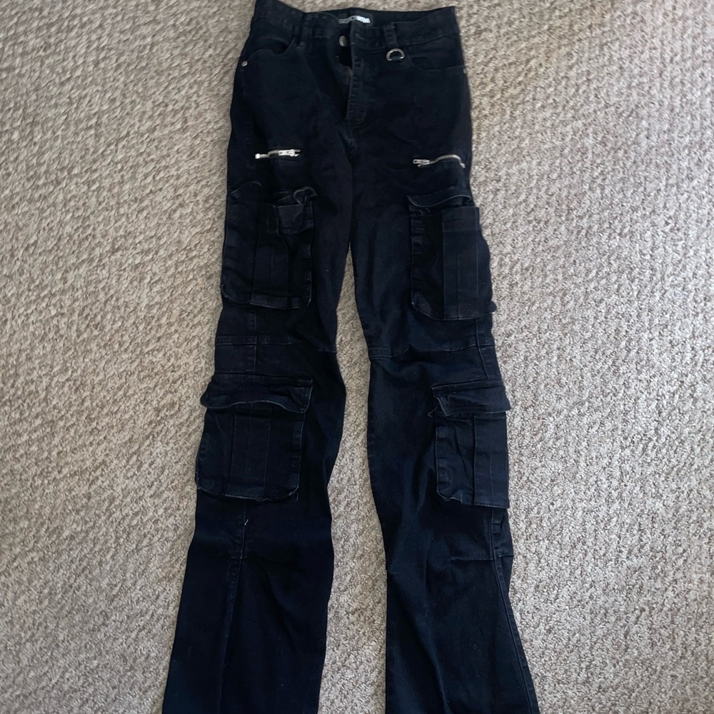 Fashion Nova Black Flare Wide Leg Jeans